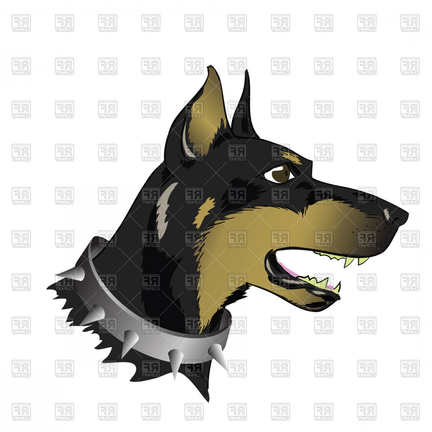 1440x1440 Head Of Doberman With Spiked Dog Collar Vector Clipart Soidergi