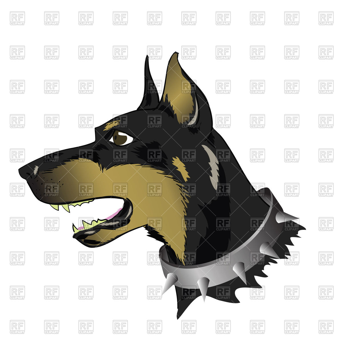 1200x1200 Head Of Doberman With Spiked Dog Collar Vector Image Of Plants
