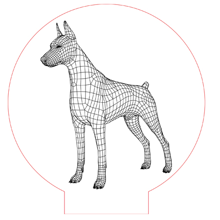 450x450 Doberman Illusion Lamp Vector For Cnc