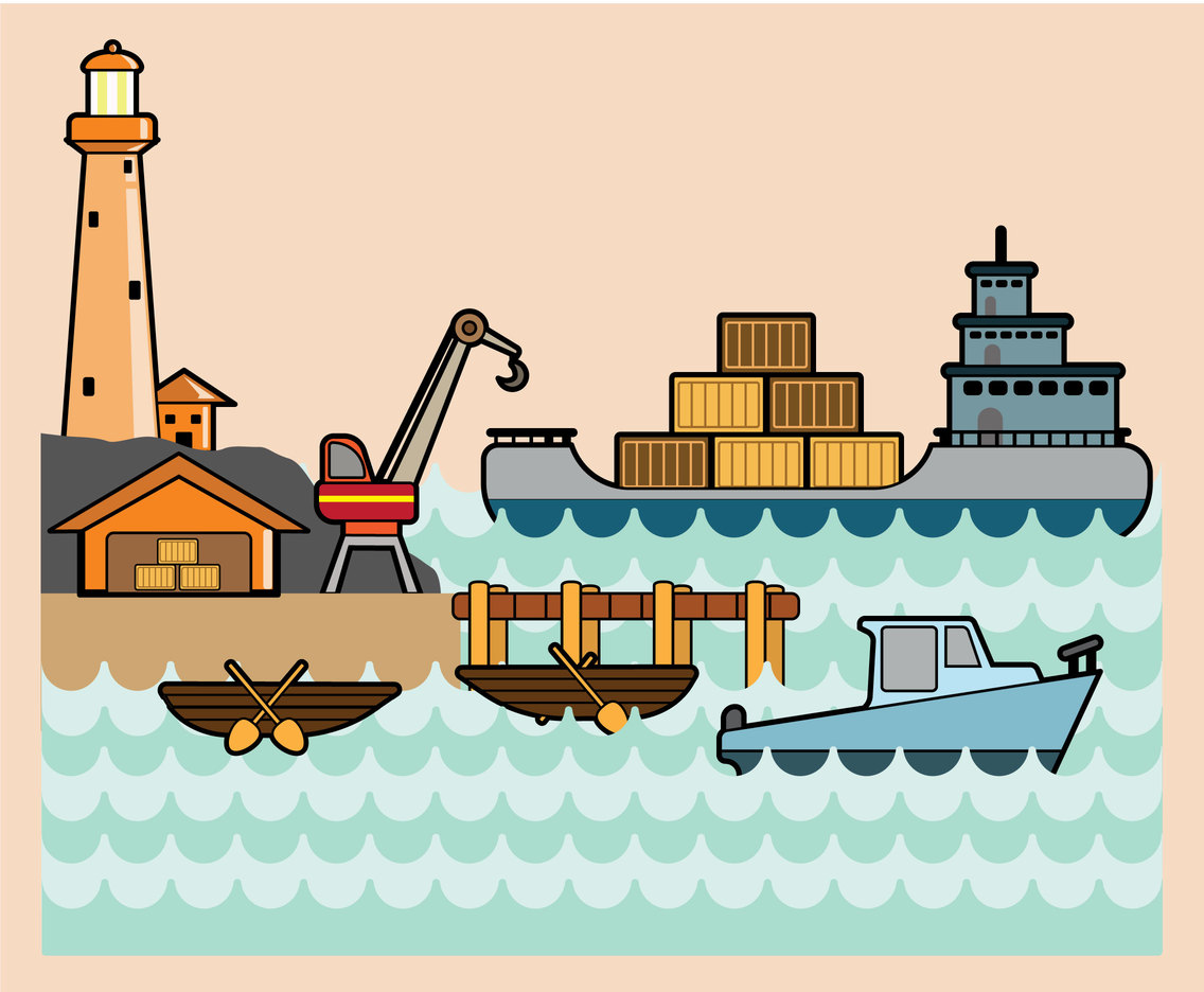 1136x936 The Busy Dock Vector Vector Art Graphics