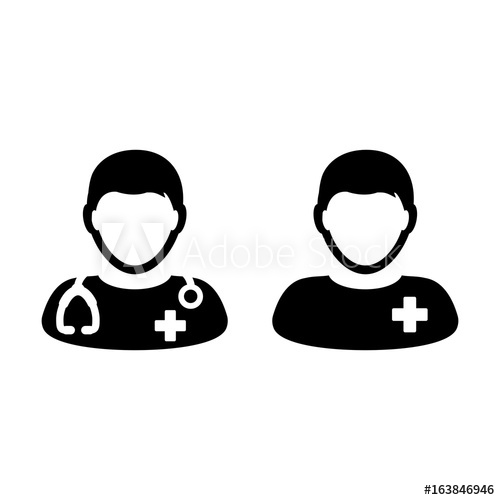 500x500 Doctor Icon Vector With Patient Or Medical Assistant Avatar