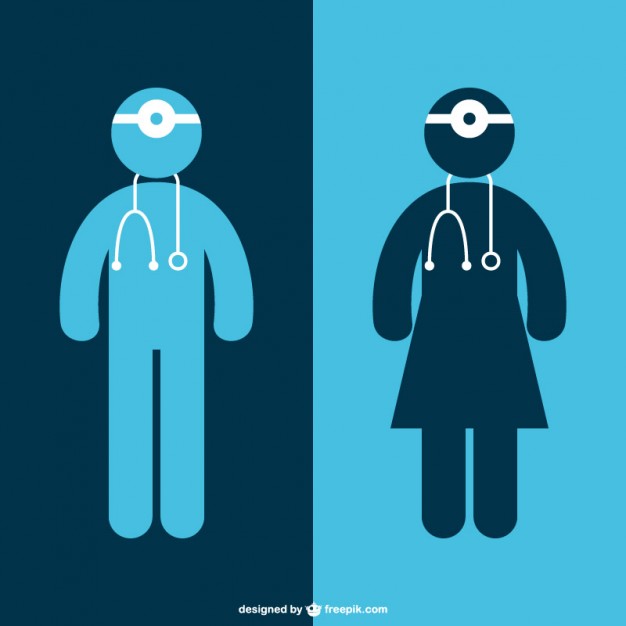 626x626 Female And Male Doctors Silhouettes Vector Free Download