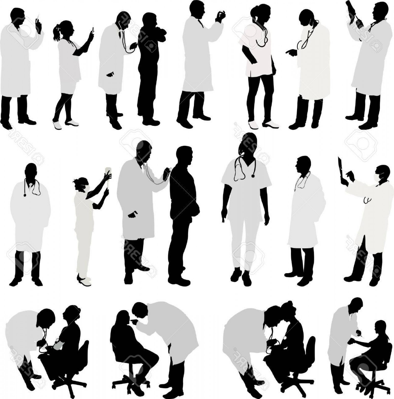 1540x1560 Photostock Vector Doctor And Patient Big Collection Silhouette