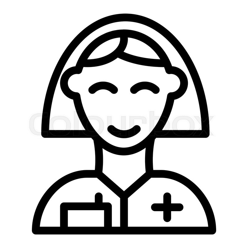 800x800 Nurse Line Icon Woman Doctor Symbol Stock Vector Colourbox