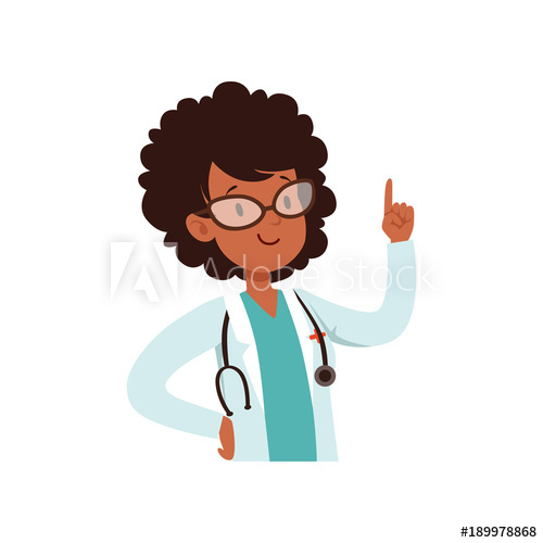 500x500 Cute Doctor Character, African American Girl In The Costume