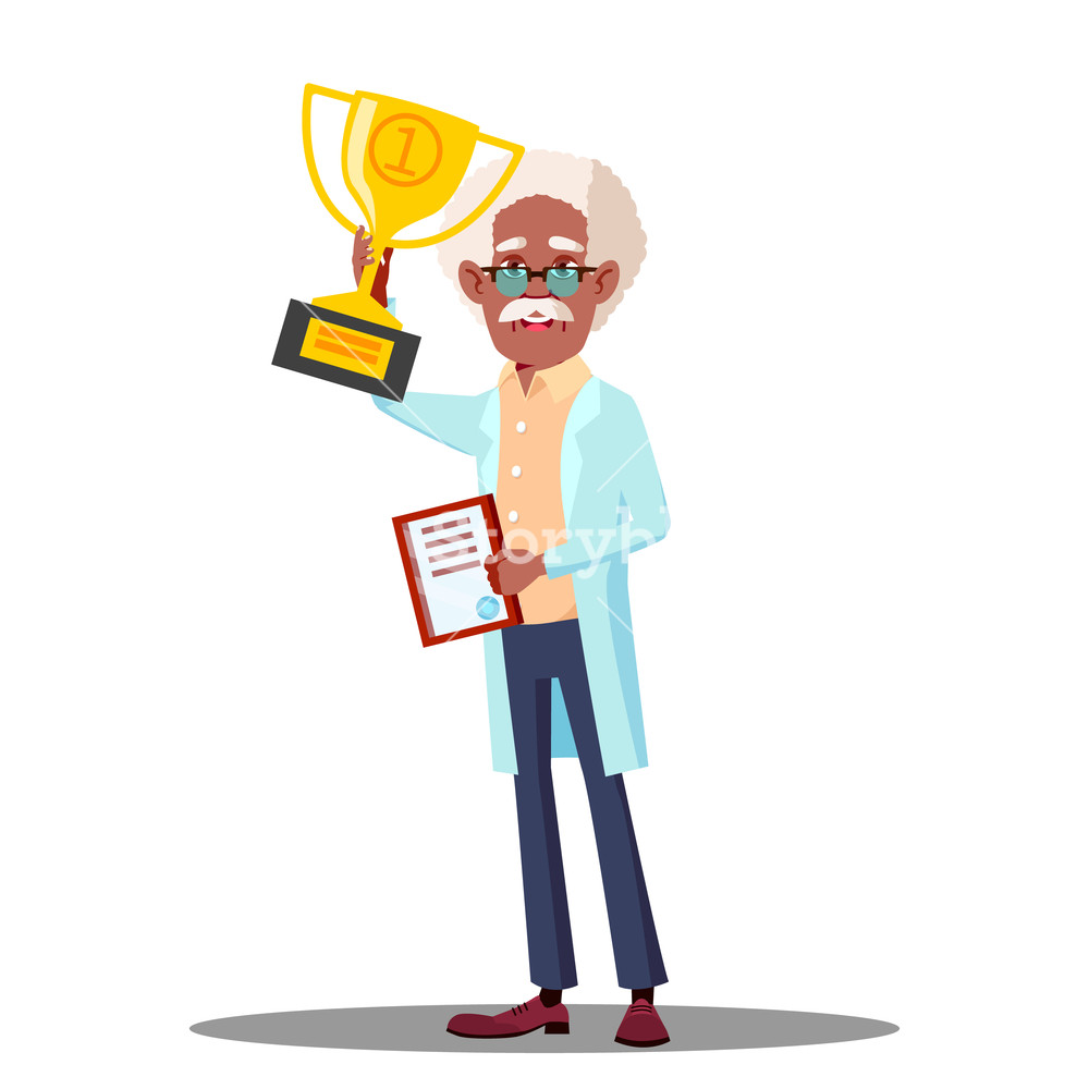 1000x1000 Happy Doctor Holding Winner Cup, Best Doctor Vector Isolated