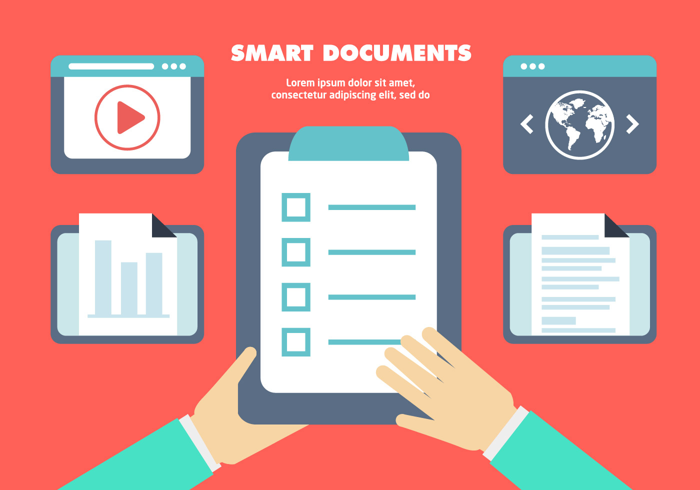 Flat Business Documents Vector Background 1400x980 Flat Business Documents Vector Background