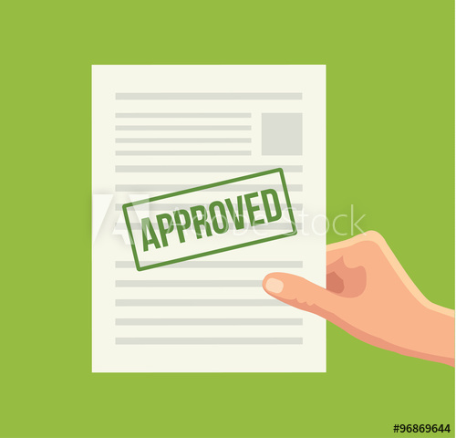 500x480 Approved Paper Document Vector Flat Illustration