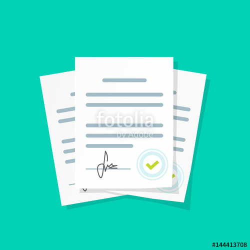 500x500 Contract Documents Pile Vector Illustration, Flat Cartoon Stack