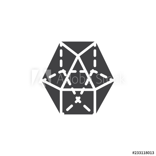 500x500 Dodecahedron Geometrical Figure Vector Icon Filled Flat Sign
