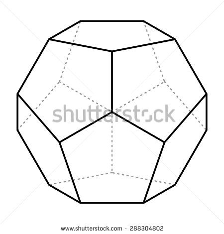 450x470 Dodecahedron Line Drawing Vector, Sacred Geometry, Platonic Solid