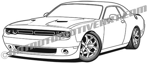 500x217 Dodge Challenger Hemi Muscle Car Vector Clip Art