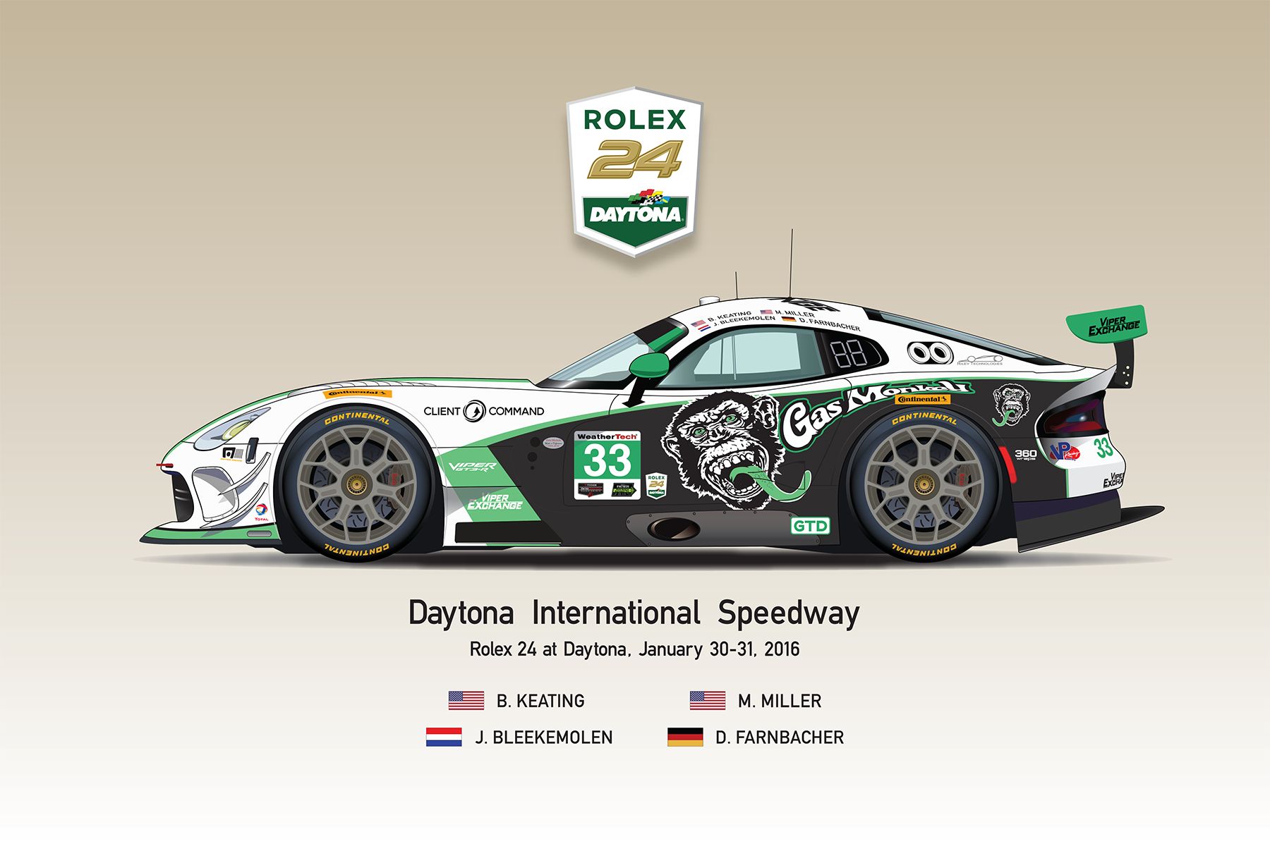 1800x1200 Gas Monkey Racing Viper Vector Illustration
