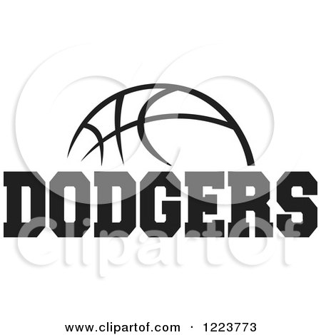 450x470 Clipart Of A Black And White Basketball With Dodgers Text