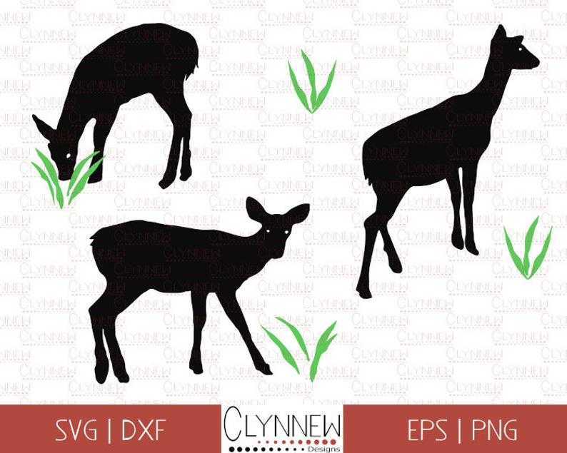 794x635 Deer Deer Vector Silhouettes Doe Clipart Wild Animal Etsy