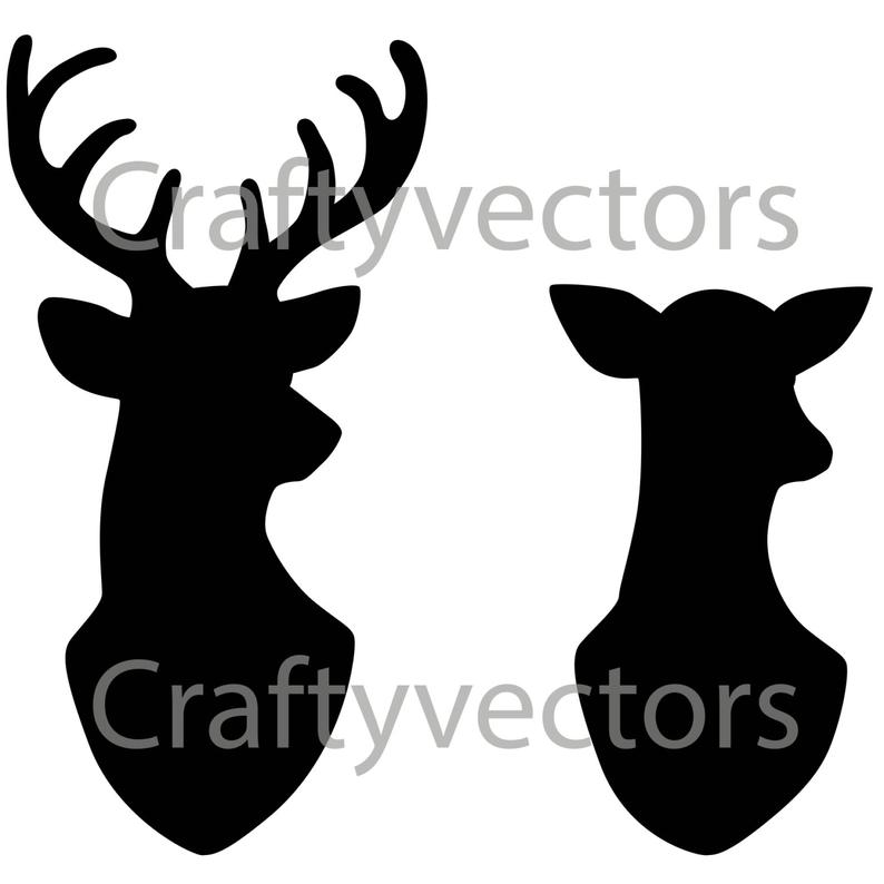 794x794 Stag Doe Head Silhouettes Vector Etsy