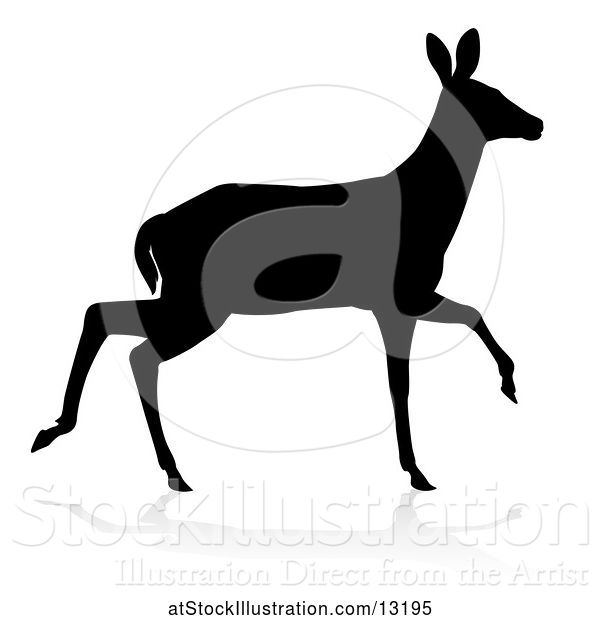 600x620 Vector Illustration Of Silhouetted Black Silhouetted Deer Doe