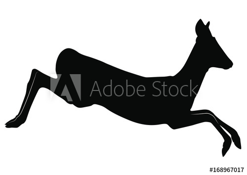 500x354 Vector Silhouette Of Roe Deer Doe Jump