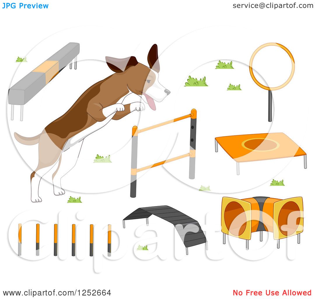1080x1024 Clipart Of A Dog With Agility Course Items