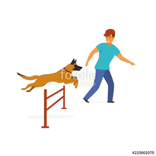 500x500 Dog Agility Training Exercise Isolated Vector Graphic Stock Image