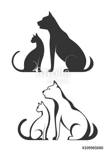 350x500 Silhouettes Of Pets, Cat Dog Stock Image And Royalty Free Vector