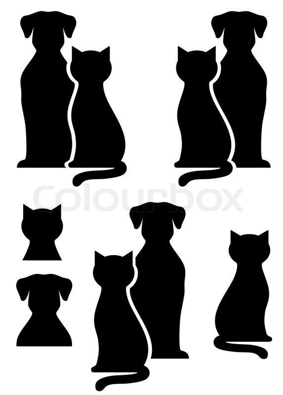 573x800 Cat Grooming Clip Art Vector Of 'black Isolated Dog And Cat