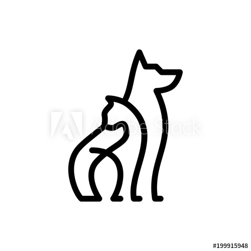 500x500 Dog Cat Pet Care Outline Line Art Monoline Logo Vector Icon