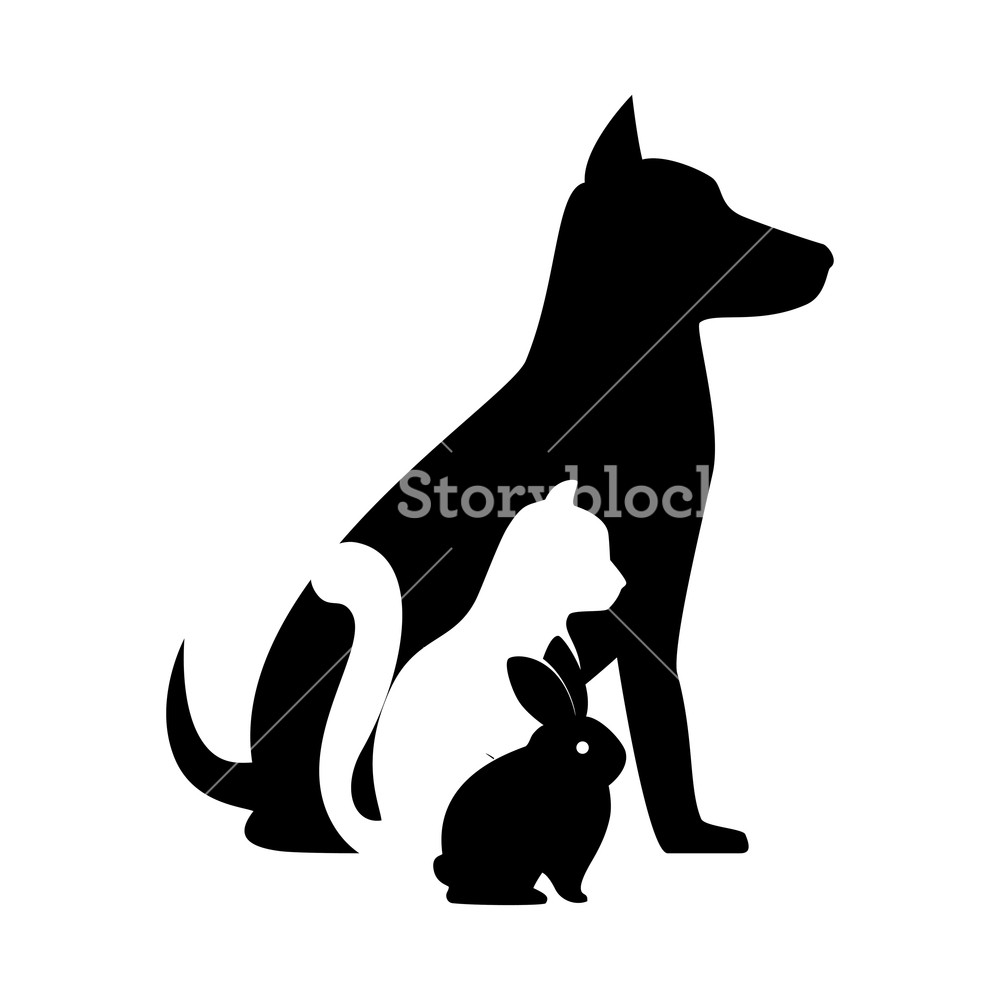 1000x1000 Pet Shop Veterinary Sign Silhouette Dog Cat Bunny Vector