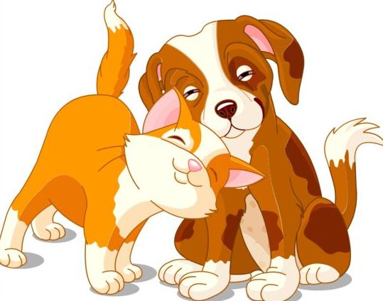539x424 Cute Dog With Cat Vector Illustration Free Download