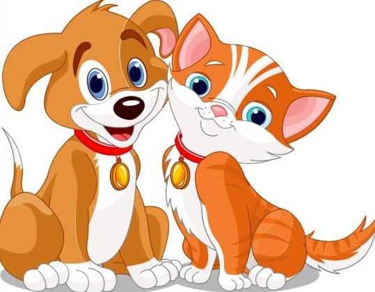 539x421 Cute Dog With Cat Vector Illustration Free Download
