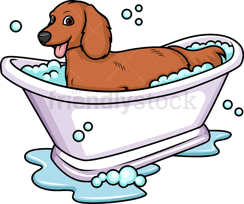 1000x838 Dachshund Having A Bath Cartoon Vector Clipart
