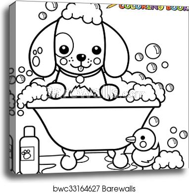 382x390 Dog In A Tub Taking A Bath Vector Black And White Coloring