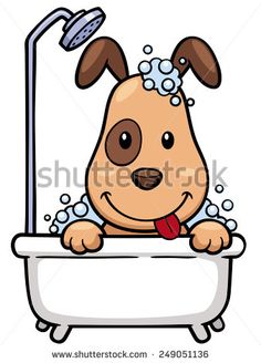236x328 Cartoon Dog Takes A Bath In The Bathtub Vector Art Illustration
