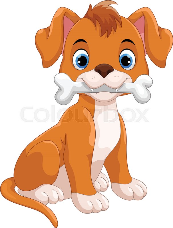 606x800 Cute Little Dog Biting The Bone Stock Vector Colourbox