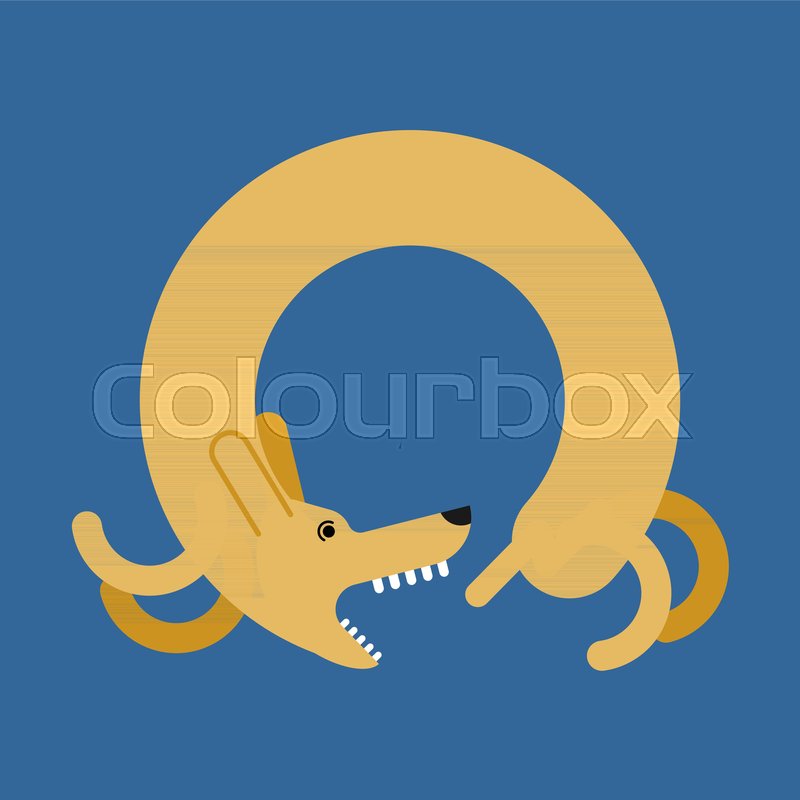 800x800 Dog Bites Tail Pet Playing Tail Stock Vector Colourbox