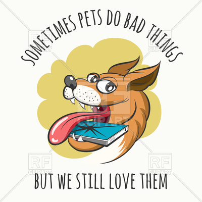 400x400 Funny Dog Bites Cellphone Vector Image Of Plants And Animals