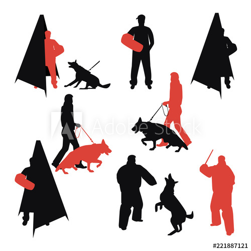 500x500 Set Of Dog Sport Silhouettes Dog On Leash During Training Dog