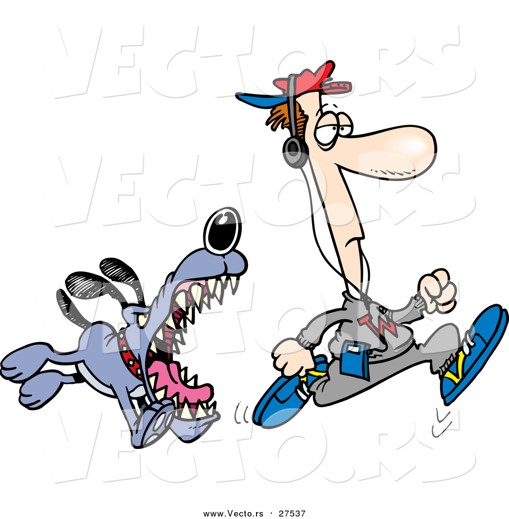 1024x1044 Vector Of A Vicious Dog About To Bite An Unaware Man Jogging