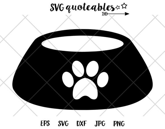 570x445 Dog Bowl Paw Print Silhouette Clipart Dog Etsy