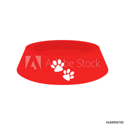 500x500 Dog Bowl For Food Dog Food Red Bowl Vector Illustration