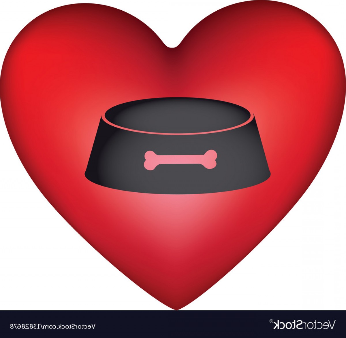 1200x1174 Red Heart Shape With Pet Bowl With Bone Symbol Vector Hoodamathrun