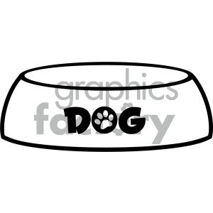 300x300 Royalty Free Rf Clipart Illustration Black And White Dog Bowl