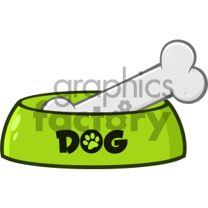 300x300 Royalty Free Rf Clipart Illustration Green Dog Bowl With Animal