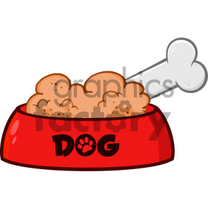 300x300 Royalty Free Rf Clipart Illustration Red Dog Bowl With Animal Food