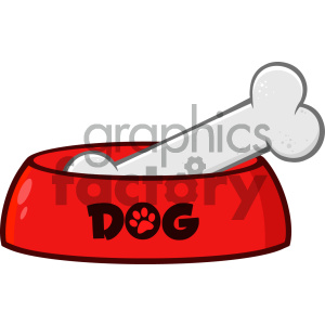 300x300 Royalty Free Rf Clipart Illustration Red Dog Bowl With Bone