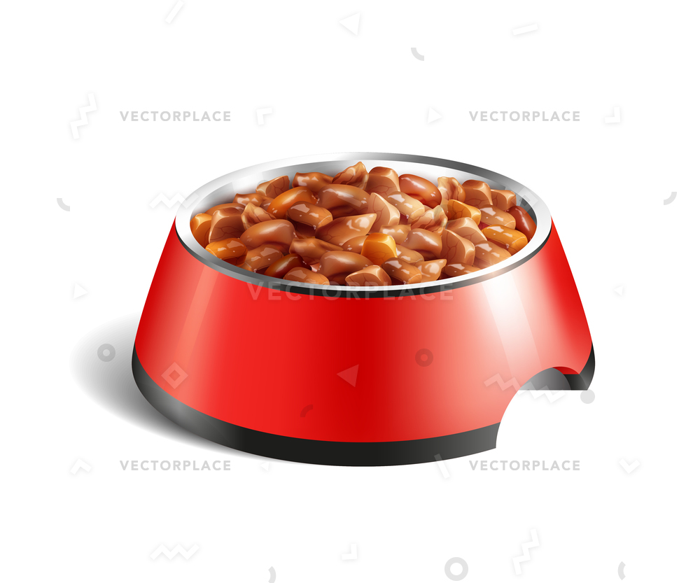 1000x833 Colored Realistic Dog Bowl Wet Food Vector Illustration