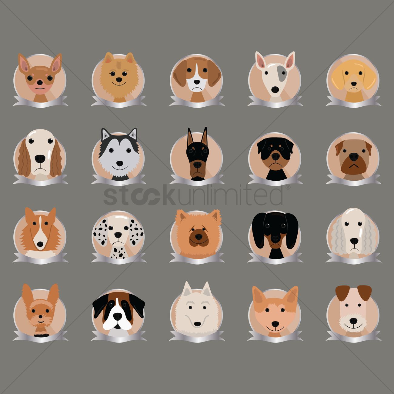1300x1300 Dog Breeds Icons Vector Image