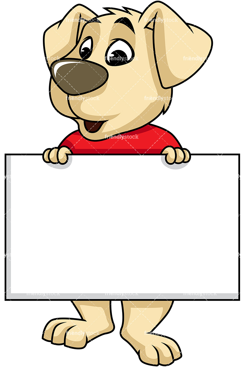 800x1200 Dog Mascot Holding Sales Sign Cartoon Vector Clipart