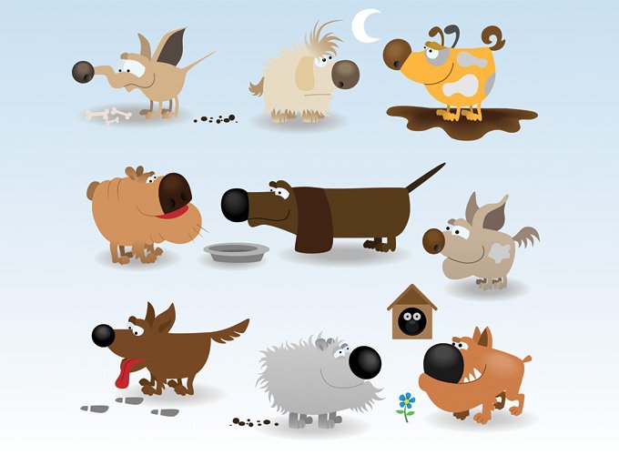 680x500 Free Funny Dog Cartoon Vector Illustrations