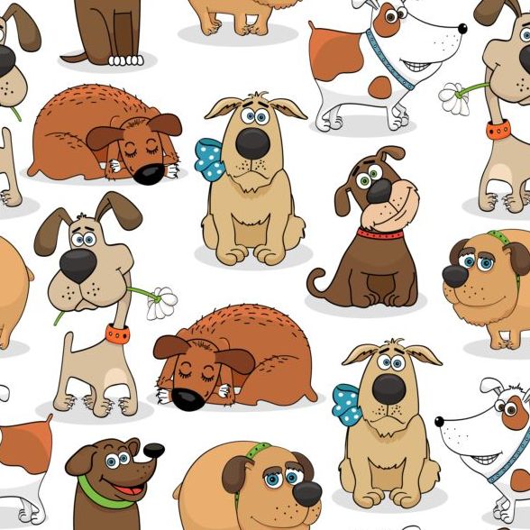 588x588 Funny Dog Cartoon Seamless Pattern Vector Free Download